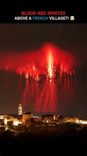 Giant Red Lightning Sprites Strike Above France… 🤯⚡