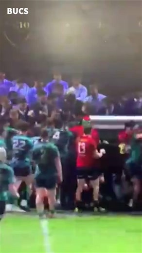 Absolute chaos at the Swansea vs. Cardiff Uni BUCS super rugby match. The game was abandoned with just two minutes left after a massive 30-player brawl broke out and fans started throwing beer onto the pitch. Referee Adam Jones called the scenes 'totally unacceptable' and ended the match immediately with Cardiff leading 28-19. A shocking end to a huge relegation battle. | WalesOnline