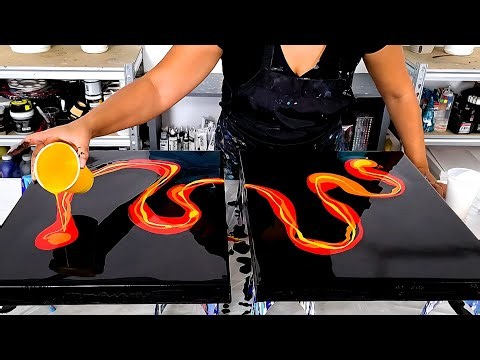 This One Turned Out SO GOOD! 2 Canvases with LOTS of Motion!🔥 Acrylic Pouring