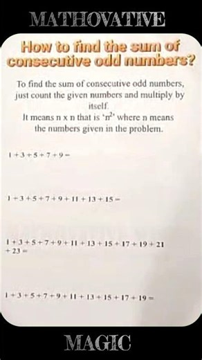 Sum of Odd Numbers Trick | n² Rule Explained! #study #ytviral #maths #education