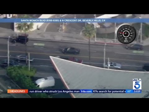 Police chase of stolen vehicle in Hollywood and Beverly Hills