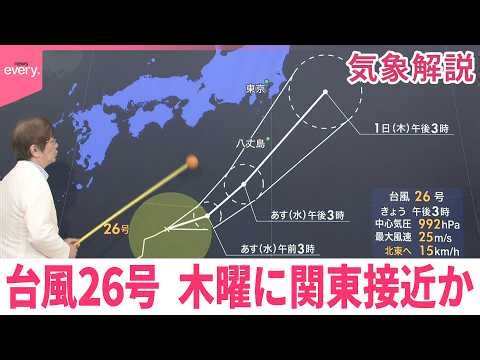 【木原さん解説】台風26号  木曜に関東接近か  計算方法で速度に幅…“危険”な予想も
