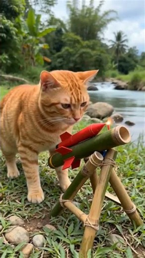 Hilarious Orange Cat Rocket Prank! 🚀💥 Epic Outhouse Explosion#OrangeCat #FunnyCats #CatMemes