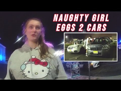 Naughty Drunk Girl Eggs 2 Cars Before DWI Arrest
