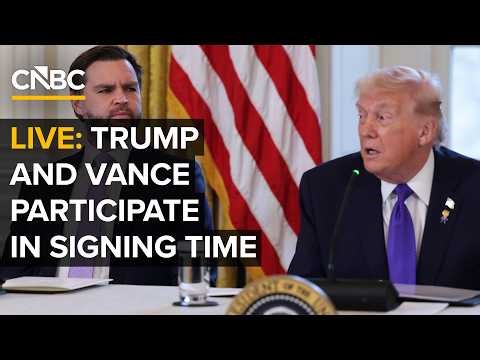 President Trump and VP JD Vance participate in signing time at the White House — 3/16/2026