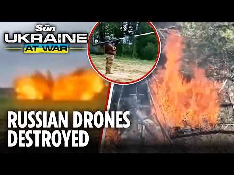 Watch: Ukrainian soldier blows up Russian Shahed drones at close range