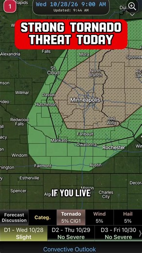 Tornado Threat for MN & WS: Strong EF2 Tornado Possible