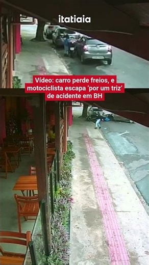 CARRO PERDE FREIOS, E MOTOCILCISTA ESCAPA 'POR UM TRIZ' DE ACIDENTE EM BH