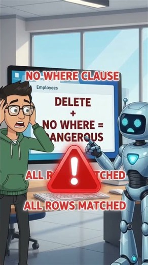 🚨 One missing WHERE clause can DELETE EVERYTHING! 😱 #SQL #SQLShorts #Coding