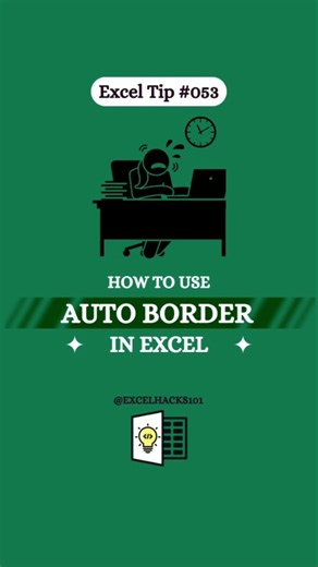 Excel Me Auto Border Kaise Lagaye 🔥 | Table Border Automatically Hindi | #excel #microsoft #shorts..