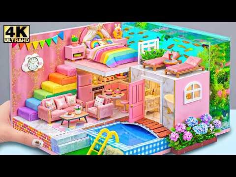 Make Luxury Rainbow Aquarium House With Giant Pool For Pets 🌈🐠 | DIY Miniature Cardboard House