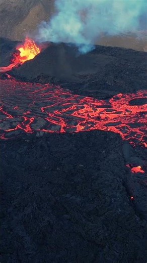 volcano Erupting From Above 🌋 | Red Lava Flowing at Night | Nature Fury 4K