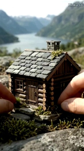 I Built a Tiny Norwegian Fjord Cabin by Hand 🏔️🏡 #shorts