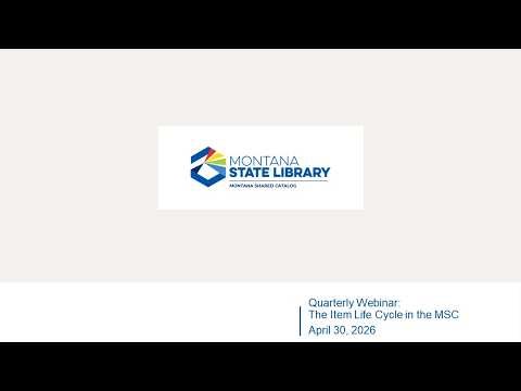 MSC Quarterly Webinar: The Item Life Cycle