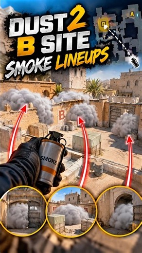 CS2 DUST 2 B SITE SMOKES YOU NEED TO KNOW 💨🔥 #cs2 #csgo #cs #counterstrike #counterstrike2
