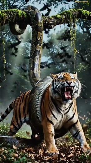 Massive Python Attacks Tiger in Wild Forest