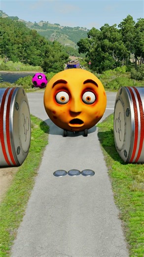 Long Colourful Capsule Buses vs Hydraulic Crush - BeamNG.drive