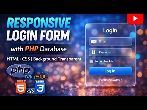 responsive login form with php database |HTML + CSS background transparent #htmlcss #bootstrap #php