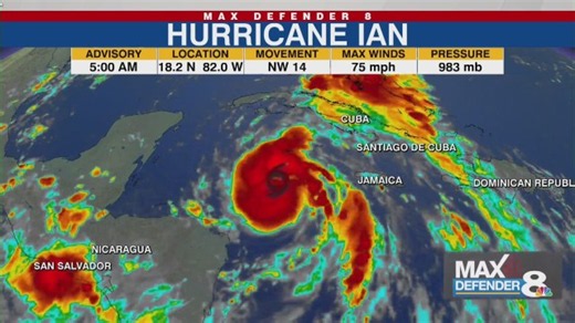 Ian now a hurricane heading toward Cuba, Florida