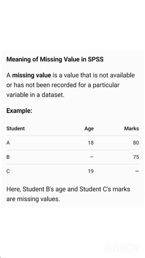 Meaning of missing value in spss #spss #datahandling #bcom