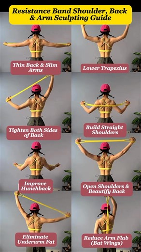 Resistance Band Shoulder, Back & Arm Sculpting Guide—Get Toned at Home! #homeworkoutpeach #womensfitness #sports #facebook #exercise #bodybuilding #girls #homeworkout #abs #workout | Whitney Taylor