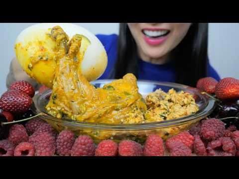 FUFU + OKRA EGUSI SOUP (ASMR EATING SOUNDS) NO TALKING | SAS-ASMR