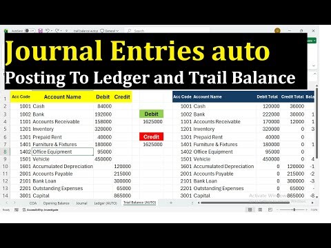 how To Journal Entries auto Posting To Ledger and Trail Balance Sheet
