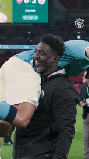 Khusanov, Pep and Ake celebrations!! 🎉😁 #football #khusanov #mancity #carabaocup #winner