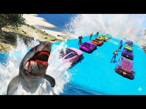 GTA 5 Ocean Stunt: Short & Deadly Supercar Challenge vs. Giant Sharks!