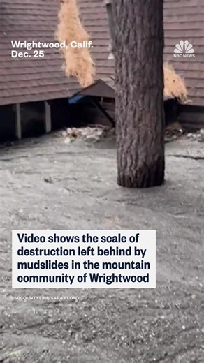 The scale of destruction left behind by mudslides is captured on video in the mountain community of Wrightwood, where they received just under 10 inches of rain. | NBC News