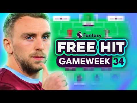 FPL GW34: MY FREE HIT TEAM! | Team Selection First Draft for Gameweek 34 📝 2025/26