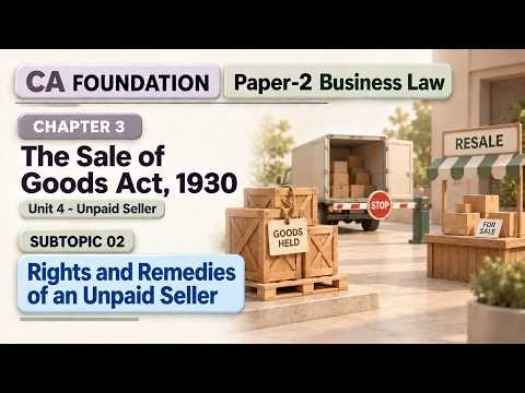 2) Rights & Remedies of an Unpaid Seller | Ch3 U4 | Business Law | CA Foundation