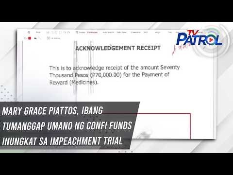 Mary Grace Piattos, ibang tumanggap umano ng confi funds inungkat sa impeachment trial | TV Patrol