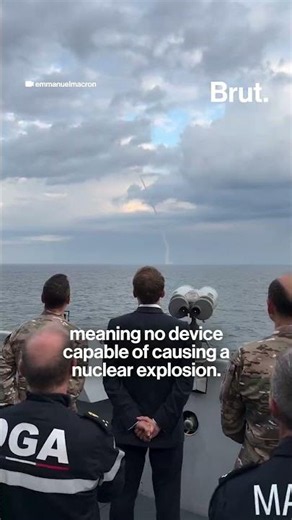 Macron watches the test launch of a new nuclear missile from a submarine.