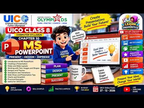 UICO Class 8 MS PowerPoint 📊 | Slides, Design, Animation & Transitions | Part 10