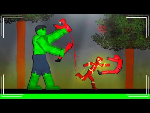 Hulk and Flash vs Pink Soldiers on Acid Sea in People Playground