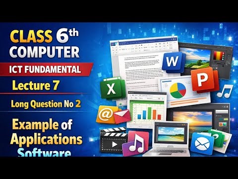Class 6 Computer | ICT Fundamentals Lecture 7 |Long Question No 2|Examples of Application Software