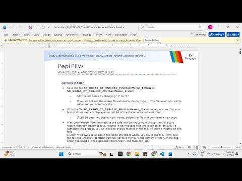 Shelly Cashman Excel 365 | Modules 8-11: SAM Critical Thinking Capstone Project C Pepi PEVs