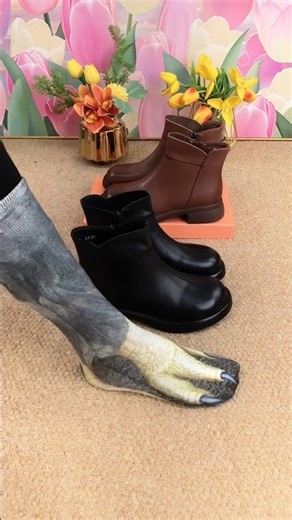 Elegant Black & Brown Leather Ankle Boots | Comfortable Classic Winter Shoes for Women #shortsfeed