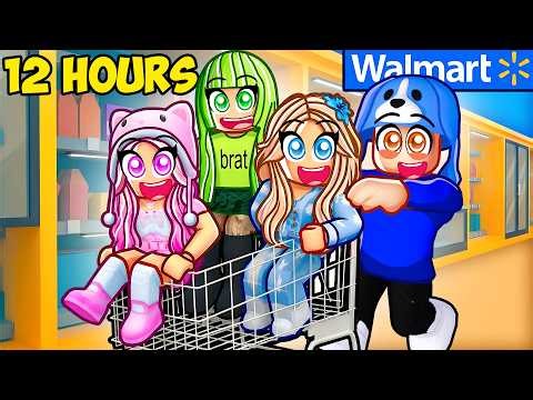 24 Hour OVERNIGHT Grocery Store in Roblox With MY CRAZY FAN GIRLS...