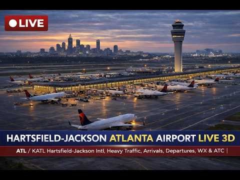 ATLANTA AIRPORT LIVE 3D | ATL / KATL Heavy Traffic, Arrivals, Departures, WX & ATC | 25 - 03 - 2026