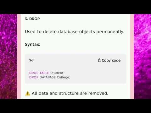 AD3391 UNIT 2 SQL Data Definition (DDL – Data Definition Language)