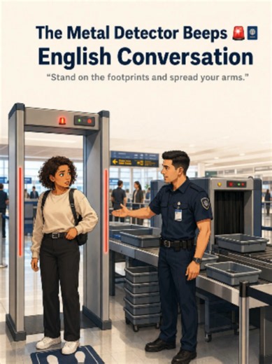 🚨😳 BEEP! The airport metal detector goes off… Would you know what to say? ✈️🛂 Learn real English for stressful airport situations! 💬 #LearnEnglish #AirportEnglish #TravelEnglish #EnglishConversation #EnglishSpeaking #RealEnglish #esl