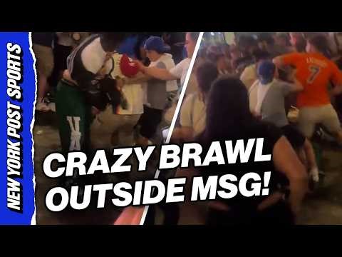 Knicks Fans BRAWL With Cavs Fan Outside Of MSG!