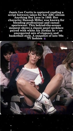 Jamie Lee Curtis on Set in 1989 — Pearls, Air Jordans & 'Anything But Love' 📸👟#JamieLeeCurtis