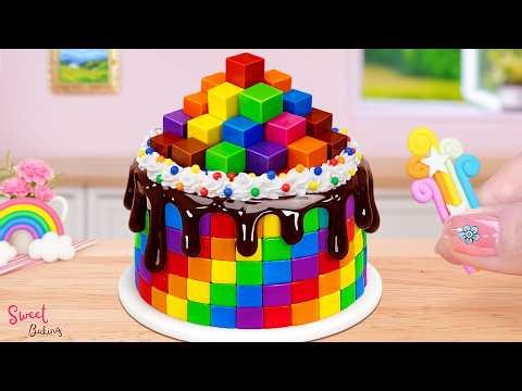 🌈Fantastic Chocolate Drip Cake Recipe✨Satisfying Mini Rainbow Cake With Chocolate | Sweet Baking