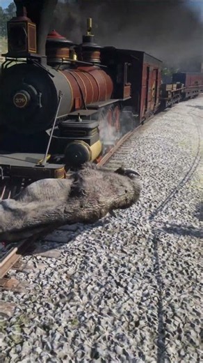 Buffalo Crushed by Train While Crossing Track in RDR2 #shorts
