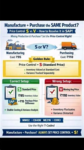 SAP MM Price Control S vs V | Biggest Mistake Explained in 30 Sec