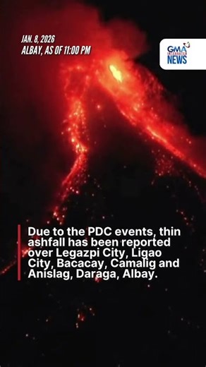 Mayon Volcano continues ‘uson’, ashfall (Jan. 8, 2026) | GMA Integrated News