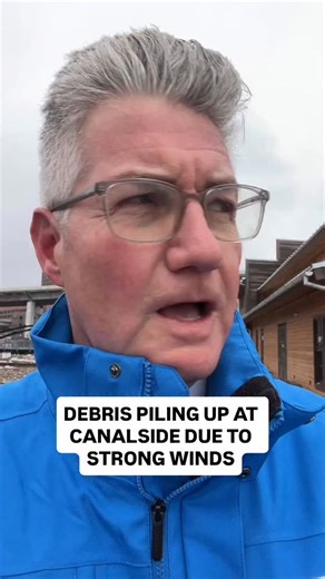 As the wind continues to whip, it is causing debris to pile up at Canalside in Buffalo. | 7 News WKBW